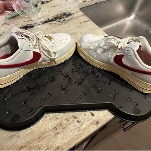 Nike Air Force 1 Sneakers in Cream and Red